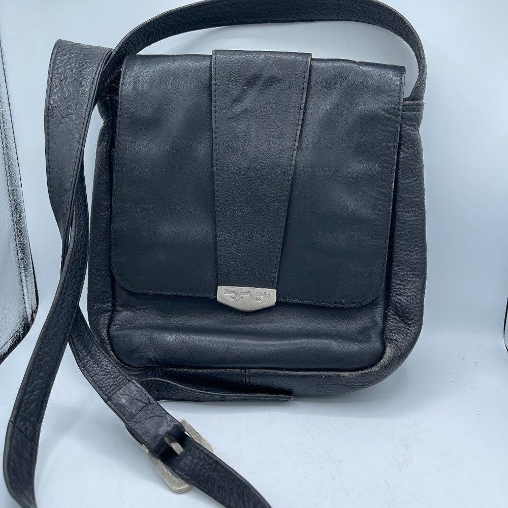Kenneth Cole Cross Body Leather Satchel Black Purse